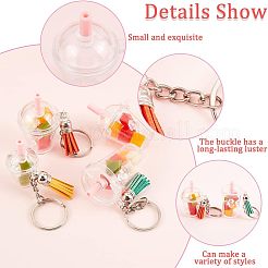 DIYカップチャームキーホルダー作りキット  プラスチックとタッセルのペンダントを含む  アイアン製キーリング  プラスチックの模造フルーツスライス  アクリルビーズ  ミックスカラー  130個/セット&nbsp;DIY-OC0009-31
