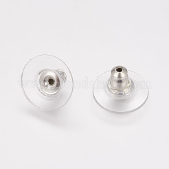 真鍮ピアスキャッチ  ピアスバックキャッチ  プラスチック付き  銀  11x11x7mm  穴：1mm&nbsp;KK-E446-14S