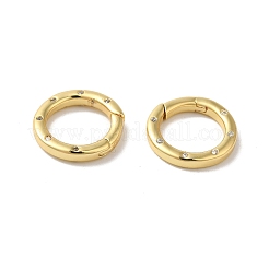 Rack Plating Brass Micro Pave Clear Cubic Zirconia Spring Gate Rings&nbsp;KK-G504-10G