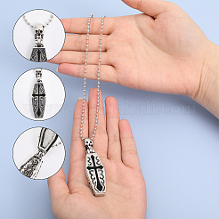 Stainless Steel Skull Coffin Urn Ashes Pendant Necklace&nbsp;NJEW-CA0001-11