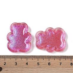 半透明エポキシ樹脂グリッターパウダーデコデンカボション  クマ  カメリア  28x23x5mm&nbsp;CRES-S367-10