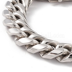 304 Stainless Steel Curb Chains Bracelet with Rhinestone Skull Clasp for Women&nbsp;BJEW-E107-09P