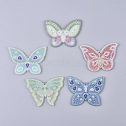 キーホルダー作り用のDIYダイヤモンド塗装ステッカーキット  ダイヤモンド塗装ステッカー付き  樹脂ラインストーン  ダイヤモンド付箋  ロブスター留め金  チェーン  トレープレートと接着剤クレイ  蝶  ミックスカラー  61x80x2mm&nbsp;DIY-R076-009
