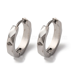 304ステンレススチールフープピアス  316ステンレス鋼  プラチナ  15x3mm&nbsp;EJEW-D331-10P