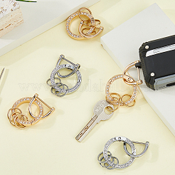 6 Sets 2 Colors Alloy Crystal Rhinestone Spring Gate Rings&nbsp;KEYC-HS0001-05