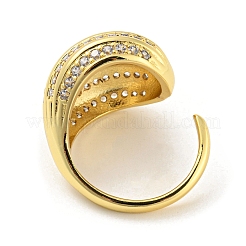 Brass Micro Pave Cubic Zirconia Open Cuff Ring&nbsp;RJEW-C033-12G