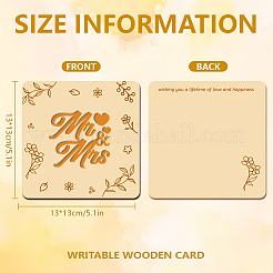 木製の記念カード  正方形  言葉  130x130x4mm&nbsp;WOOD-WH0040-009