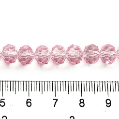 透明焼付塗料ガラスビーズ  多面カット  ロンデル  パールピンク  8x6mm  穴：1.4mm&nbsp;X1-DGLA-A034-T8mm-D09
