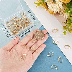 304ステンレススチールフレンチフックピアス金具50個  水平ループと50個のラックメッキ真鍮丸カン付き  24KGP本金メッキ  15.5x10x1.5mm  穴：1.5mm&nbsp;DIY-CN0002-51