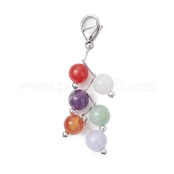 Round Natural Amethyst & Quartz & Malaysia Jade & Carnelian & White Jade Pendant Decorations&nbsp;HJEW-JM02693-01