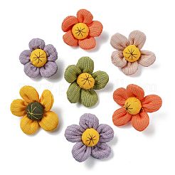 ひまわりの綿ピン 10色 5個  バックパックの服のためのプラチナ鉄ブローチ  ミックスカラー  55x54.5mm  2個/カラー&nbsp;JEWB-CJ0001-71