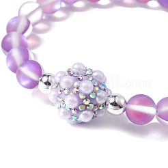 Frosted Round Synthetic Moonstone Beaded Bracelets&nbsp;BJEW-JB09469