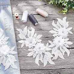 ポリエステル刺繍フローラルレースカラー  アップリケエッジを縫うネックライントリム服  アブソリュートプラスチック模造パール  ホワイト  180x360x6mm&nbsp;DIY-WH0326-47D