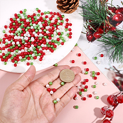 1500個 3色 ABSプラスチック模造真珠ラウンドビーズ  クリスマスをテーマに  ミックスカラー  6mm  穴：1~2mm  500個/カラー&nbsp;MACR-HY0001-20