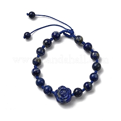 Adjustable Natural Lapis Lazuli Beads Braided Bead Bracelets for Women&nbsp;BJEW-L713-A04