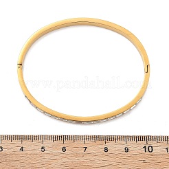 女性用304ステンレススチールラインストーンバングル  イオンプレーティング（ip）  18KGP本金メッキ  内径：2x2-3/8インチ（5x6.1cm）&nbsp;BJEW-Z092-08G