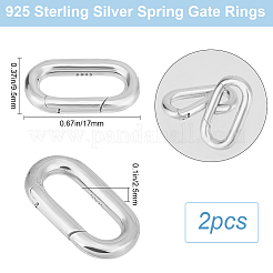 2Pcs 925 Sterling Silver Spring Gate Rings&nbsp;STER-BBC0006-45