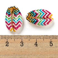 プリントされた天然シェルビーズ  シェル形状  穴なし/ドリルなし  16~24x11~15x7~8mm  穴：1~2mm&nbsp;BSHE-G037-01L