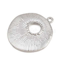 304ステンレスペンダント  ステンレス鋼色  輝くベゼルリングチャーム  30.5x27x3.5mm  穴：2mm&nbsp;STAS-L313-05E-P