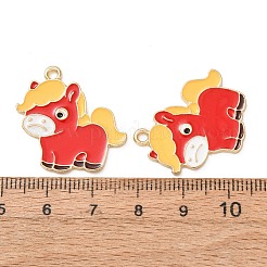合金エナメルチャーム  動物のチャーム  ゴールドカラー  馬のチャーム  24.5x26x1.5mm  穴：2mm&nbsp;AL-CBA5FAE-02G-H