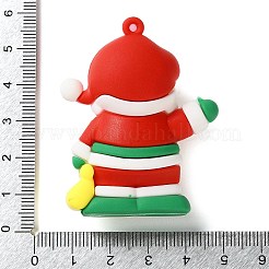 クリスマステーマのPVCプラスチックペンダント  サンタクロース  52x41.5x18.5mm  穴：2mm&nbsp;FIND-I059-01G