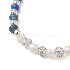 Dyed Natural Malaysia Jade Rondelle & Cultured Freshwater Pearl Beaded Stretch Bracelets&nbsp;BJEW-JB13380-02