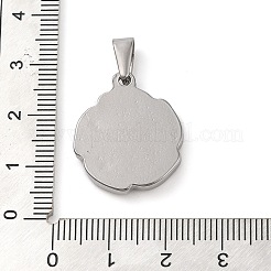 変色しない304ステンレススチールペンダント  花のチャーム  ステンレス鋼色  23.5x20x3mm  穴：7.5x3.5mm&nbsp;STAS-R229-22P