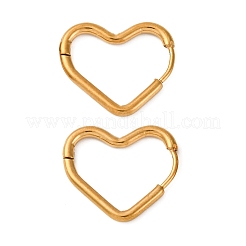201 ステンレススチールフープピアス  316サージカルステンレススチールピン付き  18KGP本金メッキ  ハート  17.5x19.5x2mm&nbsp;EJEW-Z127-01G-05
