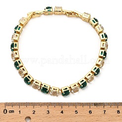 女性用真鍮マイクロパヴェキュービックジルコニアリンクチェーンブレスレット  正方形  ゴールドカラー  7-7/8x1/4インチ（20.1x0.65cm）&nbsp;BJEW-G746-01G