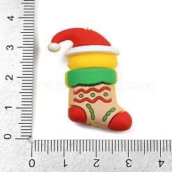 クリスマスシリコーンビーズ  焦点ビーズ  ホワイト  クリスマスソックス  29.5x30x14.5mm  穴：2.7mm&nbsp;SIL-K007-02D
