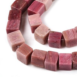 天然石ロードナイトビーズ連売り  キューブ  6~7x6~6.5x6~6.5mm  穴：1mm  約60~61個/連  15~15.366''（38.1~39センチメートル）&nbsp;G-T139-6x6-03