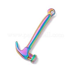 イオンプレーティング（IP）304ステンレスペンダント  ハンマー  虹色  34x15.5x3.5mm  穴：2mm&nbsp;STAS-C049-07M