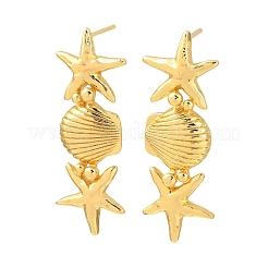 Ocean Theme Brass Dangle Stud Earrings&nbsp;EJEW-F400-04E-G