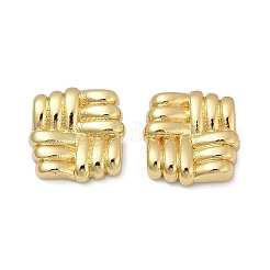 真鍮製スタンドピアス  鉛フリー＆カドミウムフリー  長持ちメッキ  18KGP本金メッキ  正方形  15x11mm&nbsp;EJEW-H154-08A-G