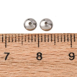 変色しにくい半円形の304ステンレススチールビーズキャップ  ステンレス鋼色  4x1mm  穴：0.5mm&nbsp;STAS-N039-02