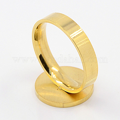ファッショナブルな304ステンレススチールリング  サンベニートとフラットラウンド  ゴールドカラー  17mm&nbsp;RJEW-J002-17mm-03G
