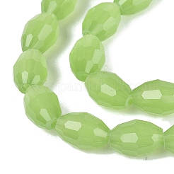 ジェイド風ガラスビーズ連売り  ライス  多面カット  薄緑  8~9x5~6mm  穴：0.9~1mm  約67~68個/連  22.83~23.62インチ（58~60cm）&nbsp;GLAA-N071-01A-B03