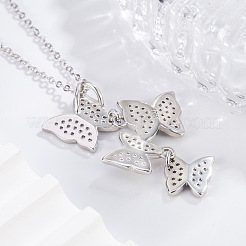 Brass Micro Pave Clear Cubic Zirconia 4 Butterfly Pendant Necklaces for Women&nbsp;FS-WG1F8BB-01