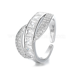Brass Micro Pave Cubic Zirconia Cuff Open Rings&nbsp;WG7616C-01