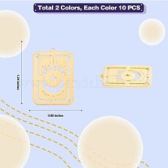 20個2色304ステンレスペンダント  星と月の長方形  ゴールデン·ステンレス鋼色  31.5x22.5x1mm  穴：1.6mm  10個/カラー&nbsp;STAS-SZ0003-11