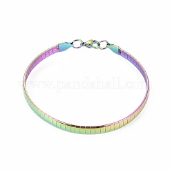 304ステンレススチールチョーカーネックレスとバングルジュエリーセット  カニカン付き  虹色  8-1/4インチ〜8-3/8インチ（21~21.2cm）  17.8インチ〜17.9インチ（45.2~45.4cm）  6mm&nbsp;SJEW-L144-A01-M