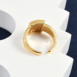 Brass Micro Pave Clear Cubic Zirconia Open Cuff Rings for Women&nbsp;LS-RJEW-M026-02G-03