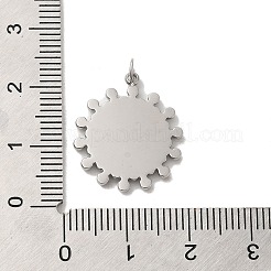 変色しない304ステンレススチールペンダントカボションセッティング  花のチャーム  ステンレス鋼色  トレイ：4mm  20x18x2mm  穴：3mm&nbsp;STAS-K263-37P