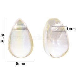 20個の透明スプレー塗装ガラスチャーム  ABカラーメッキ  ティアドロップ  シャンパンイエロー  9x6x6mm  穴：1mm&nbsp;GLAA-YW0001-03B