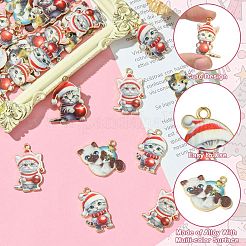30 個 6 スタイルのクリスマス合金エナメルペンダント  長持ちメッキ  ゴールドカラー  猫の形のチャーム  ミックスカラー  25~31x17~31x1.5mm  穴：2mm  5個/スタイル&nbsp;FIND-CJ0002-62