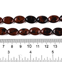 天然石マホガニーオブシディアンビーズ連売り  フラットオーバル  14x10x5.5mm  穴：1.2mm  約28個/連  15.55''（39.5センチメートル）&nbsp;G-M206-55