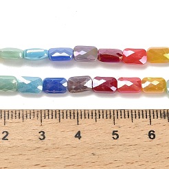 電気メッキガラスビーズセット  長方形  多面カット  カラフル  7x4x3mm  穴：0.8mm  約60~61個/連  15.75''~16.02''（40~40.7センチメートル）&nbsp;EGLA-P068-01A-06