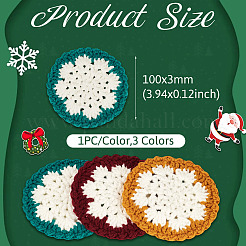 3Pcs 3 Colors Snowflake Hand-Woven Polyester Macrame Coaster&nbsp;DIY-TA0013-97