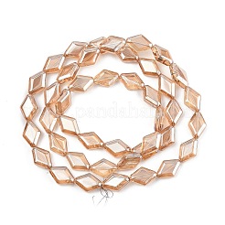 電気メッキガラスビーズセット  菱形  砂茶色  15x10x5mm  穴：1mm  約43個/連  25.39''（64.5センチメートル）&nbsp;EGLA-B010-01A-PL01
