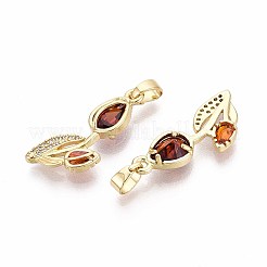 真鍮製マイクロパヴェキュービックジルコニアペンダント  花  16KGP本金メッキ  23~23.5x9x4mm  穴：2x5mm&nbsp;KK-T071-111G